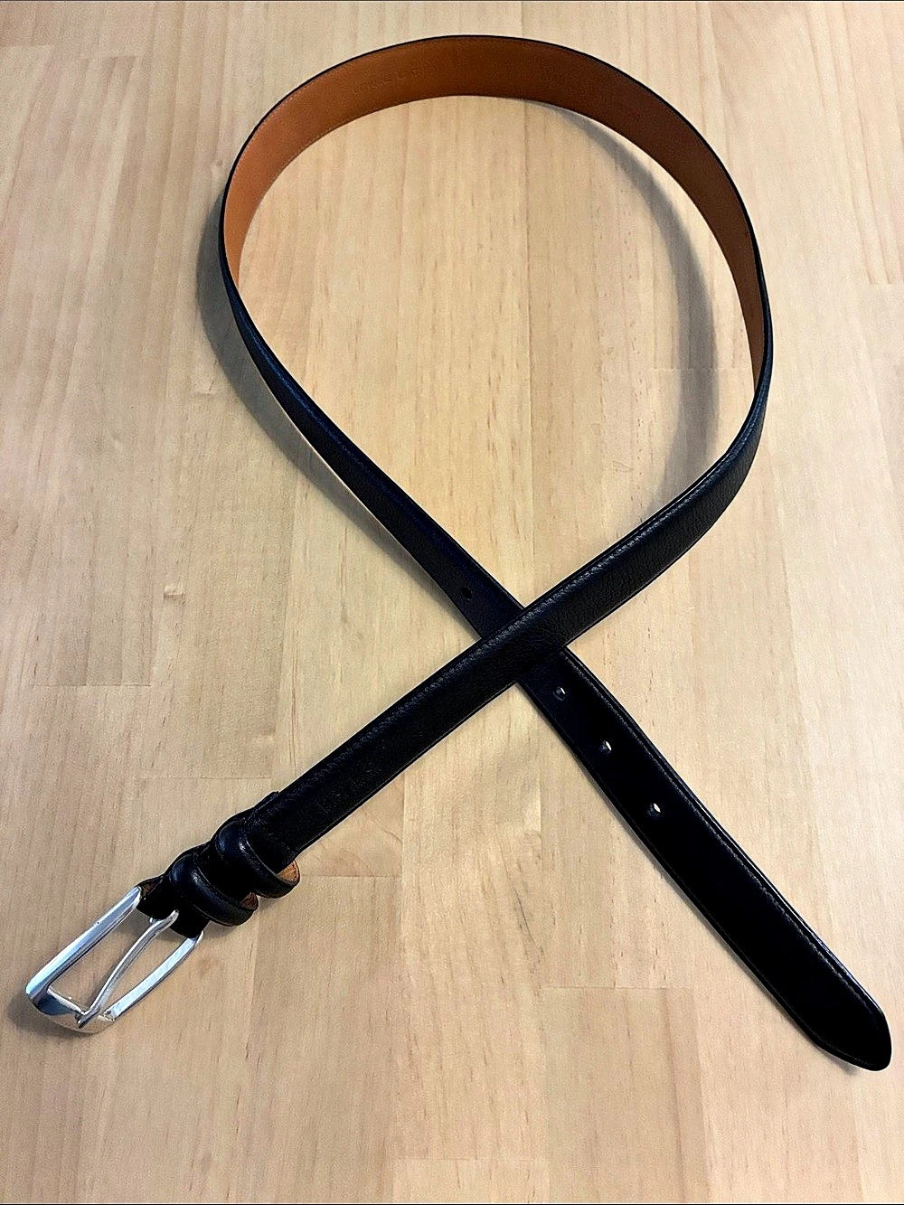 Polo Ralph Lauren Leather Belt in Black & Size 38 Silver Tone Hardware